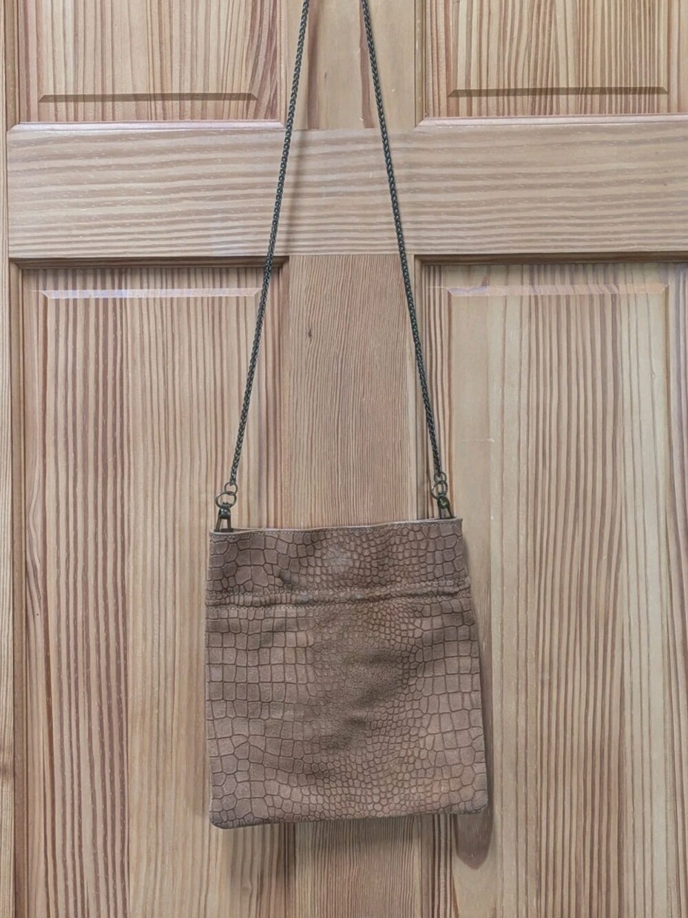 Free People Brown Nicolette Cow Leather Suede Chain Crossbody Bag Hippie Boho
